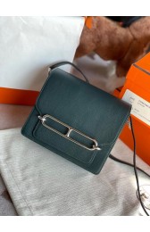 Knockoff Hermes Roulis 19cm Evercolor 9D H9003 Lake water blackish green&Silver PY142va68