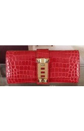 Luxury Hermes Croco Leather Clutch H88017 Red PY1028Eq40