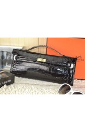 Luxury Hermes Kelly Clutch Bag Croco Leather K31 Black PY1527UF26