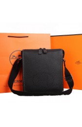 Luxury Hermes Original Calf Leather Messenger Bag M86681 Black PY1710Eq40