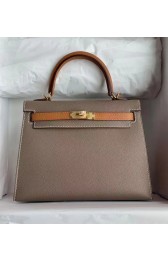 Luxury Hermes Original Epsom Leather KEL2578 grey&brown PY346Eq40