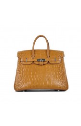 Newest 2012 Hermes Birkin 35CM Light Coffee Croco Leather Tote Bag Silver PY1920mD58