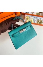 Quality Hermes Kelly 19cm Shoulder Bags Epsom Leather KL19 Silver hardware Lake blue PY204Vu63