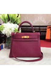 Quality Hermes Kelly 32cm Shoulder Bag TOGO Leather KY32 Wine PY886Vu63