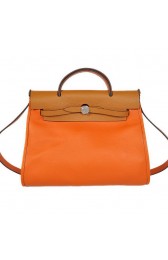 Replica 2012 New Hermes HerBag 31CM Togo leather Bag H9051 Orange Camel PY1940cS18