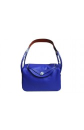 Replica AAAAA Hermes Lindy 34CM Shoulder Bag in Blue Grainy Leather PY1750Xr29