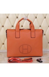 Replica Cheap Hermes Briefcase Original Grainy Leather H8813T Orange PY1293QC68