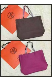 Replica Fashion Hermes Shopper Double-Sided Bag Original Leather HS1209 Grey&Pech PY1140HM85