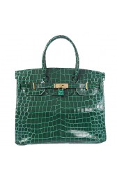 Replica Hermes Birkin 35CM Tote Bag Green Iridescent Croco Leather Gold PY1610ls37