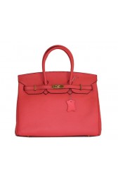 Replica Hermes Birkin 35CM Tote Bag Light Red Clemence Leather H6089 Gold PY1795zr53