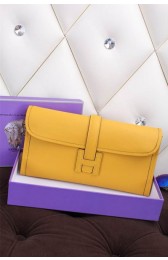 Replica Hermes Jige Clutch Bag Calfskin Leather H258 Lemon PY1489Va47