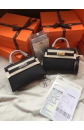 Replica Hermes Kelly 19cm Shoulder Bags Epsom Leather KL19 black PY431zr53