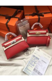 Replica Hermes Kelly 19cm Shoulder Bags Epsom Leather KL19 Red PY430Lv15