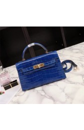 Replica Hermes Kelly 19cm Tote Bag crocodile Leather KL19 blue PY759cK54