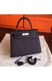 Replica Hermes Kelly 32cm Shoulder Bags Original espom leather black PY854Ff81