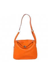 Replica Hermes Lindy 30CM Havanne Handbags 1057 Orange Leather Silver Hardware Handbags PY1951ls37