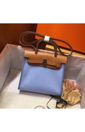 Replica Hermes mini Herbag Original Canvas Leather & Calfskin 45987 blue&brown PY440iu55