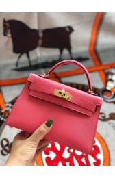 Replica Hermes original mini Kelly chevre mysore K19CM Watermelon red&Gold Metal PY587ls37