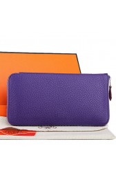 Replica Hermes Zipper Wallet Original Leather A309 Purple PY2248BJ25