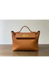 Replica High Quality Hermes Kelly Original togo Leather Tote Bag H2424 gold brown PY220Jh90