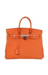 Top Hermes Birkin 35CM Tote Bag Orange Original Leather H35 Silver PY1703gZ83