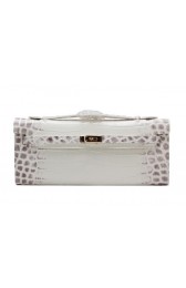 Top Hermes Kelly Clutch Bag Croco Leather K1002 OffWhite PY1471tM58