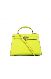 Top Hot Style Hermes Kelly 32cm Bags Yellow Calf Leather Gold PY1933Wi77