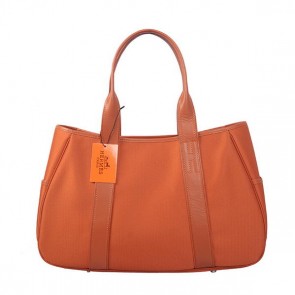 AAAAA Hermes Tote Bag Canvas & Leather H1035 Orange PY1712aM93