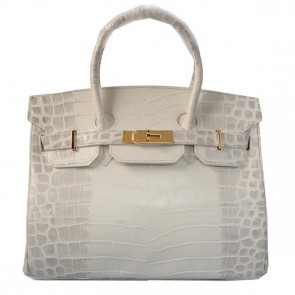 Hermes Birkin 30CM Tote Bags OffWhite Croco Leather Gold PY1623JB76