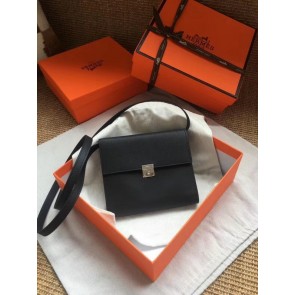 Hermes Clutch Epsom calfskin cross-body bag H0589 black PY754ot97