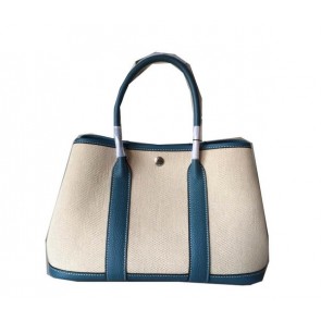 Hermes Garden Party 30CM Bag Canvas Leather H11S Blue PY1492QS83