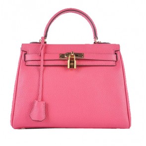 Hermes Kelly 28cm Shoulder Bags Rosy Grainy Leather Gold PY1575UW33