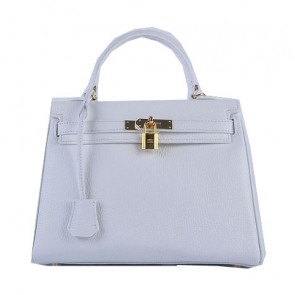 Hermes Kelly 28cm Shoulder Bags White Grainy Leather Gold PY1579mD58