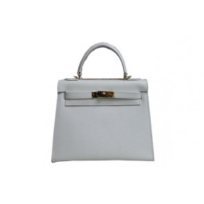 Hermes Kelly 32cm Shoulder Bag White Saffiano Leather K32 Gold PY1810qD73