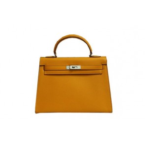 Hermes Kelly 32cm Shoulder Bag Yellow Saffiano Leather K32 Silver PY1800rf34