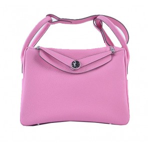 Hermes Lindy 30CM Grainy Leather Shoulder Bag H6207 Pink PY1551vX33