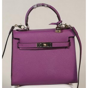 Imitation Hermes Kelly 25cm Tote Bag Togo Leather K2138 Purple PY1226SU87