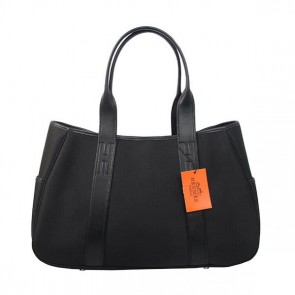 Knockoff High Quality Hermes Tote Bag Canvas & Leather H1035 Black PY1711BF80