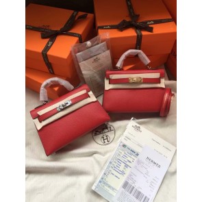 Replica Hermes Kelly 19cm Shoulder Bags Epsom Leather KL19 Red PY430Lv15