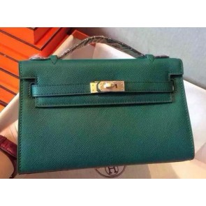 Replica Hermes MINI Kelly 22cm Tote Bag Calfskin Leather K22 Dark Green PY1039bO12