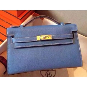 Replica Hermes MINI Kelly 22cm Tote Bag Calfskin Leather K22 SkyBlue PY1038iF81