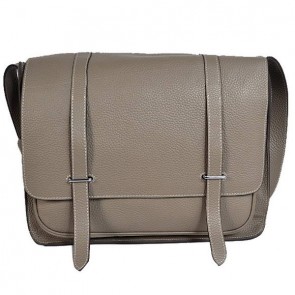 Replica Hermes Steve 35CM Messenger Bag Clemence Leather Grey PY1966Kg43