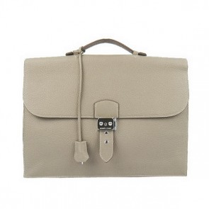 Replica High Quality Hermes Sac Depeche 38cm Briefcase Clemence Grey PY1925Jh90