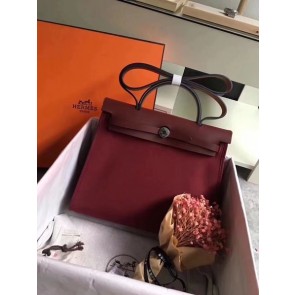 Replica Top Hermes Herbag 31CM Original Canvas Leather & Calfskin 45987 Wine PY822Cq58