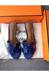 Best Hermes Leather Slipper HO742 Blue PY3381kr25