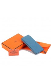 Best Hermes Togo Leather Perforated Zippy Wallet 9032 Blue PY2344HW50