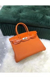 Cheap Hermes Birkin Bag Original Leather crocodile togo HBK2530 orange PY487kN56