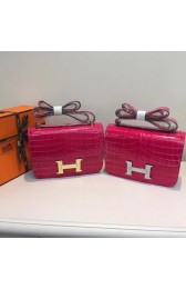 Cheap Hermes Constance Bag Croco Leather H9978C Rose PY872KX51