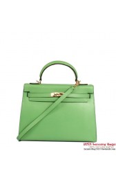 Cheap Hermes Kelly 32cm Top Handle Bag Green Togo Leather Gold PY1905fH38