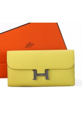 Copy Hermes Constance Long Wallets Original Calfskin Leather A909 Lemon Wallets PY2206Pf97